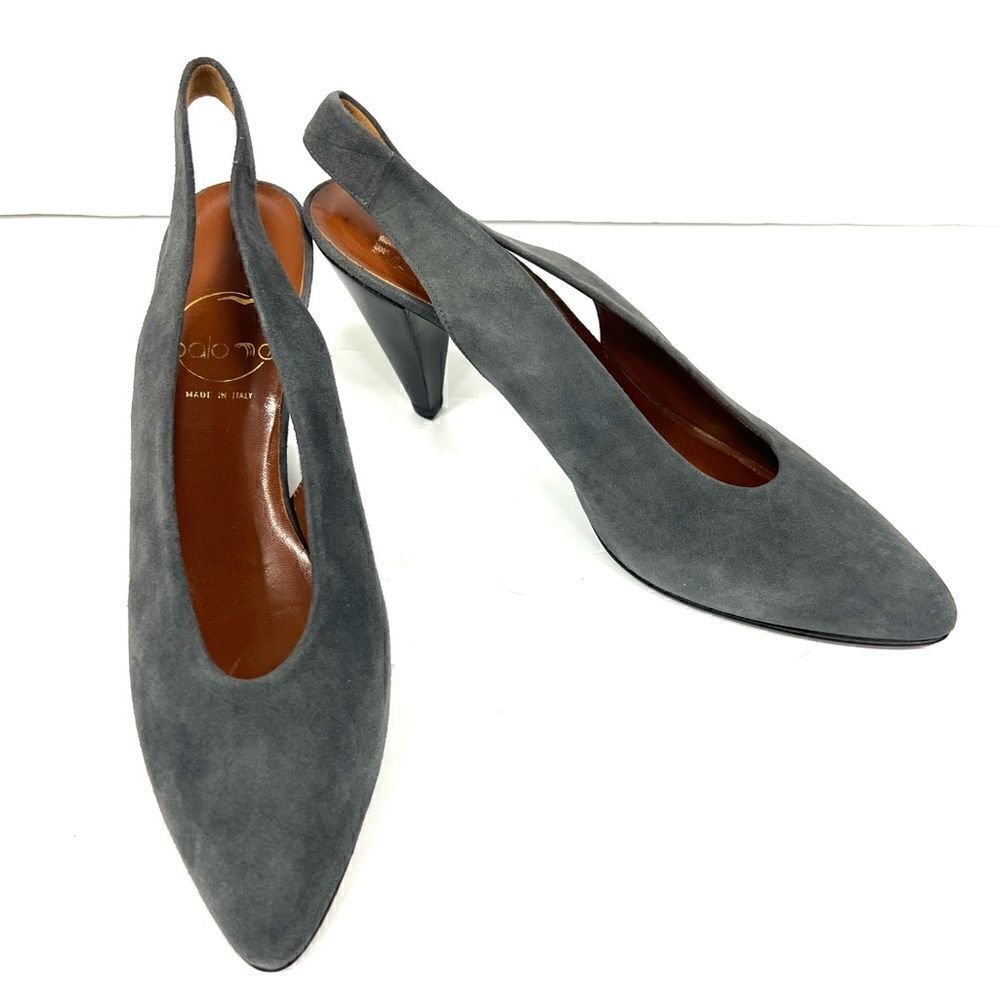 - Paloma grey suede slingback heels. Size 9 Extra Narrow